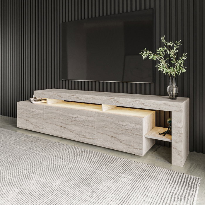 Hanah Home Beliz - Soporte de TV Travertino con Luces LED